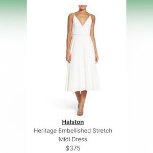 Halston Heritage White Dress with Silver Accents